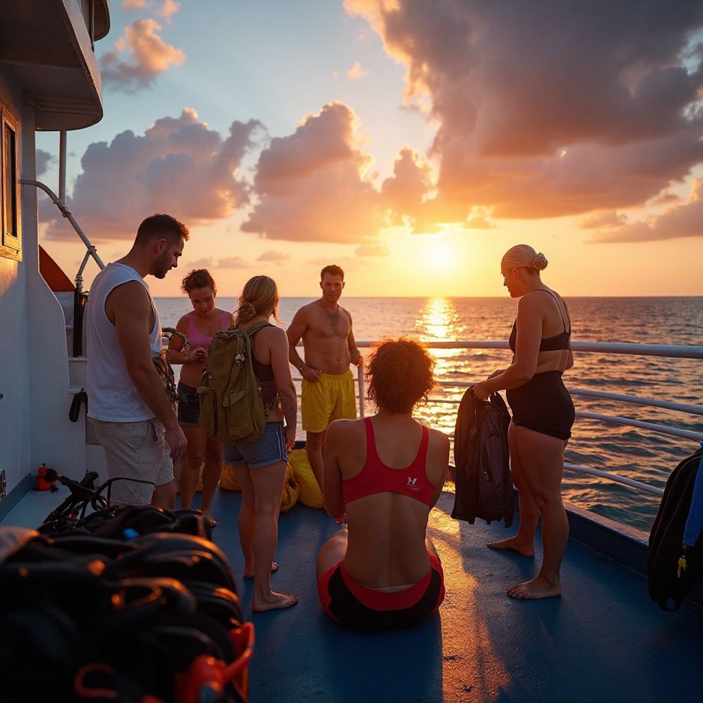 Team preparing equipment for Great Barrier Reef expedition