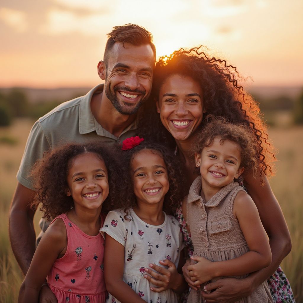 Happy family at Uluru sunrise